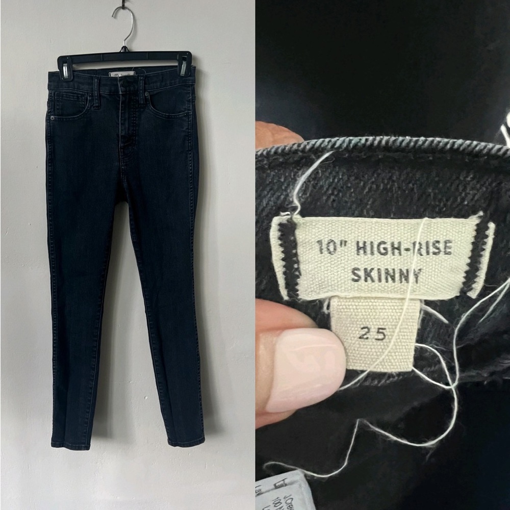 Madewell 10 inch High Rise Faded Black Skinny Jeans size 25